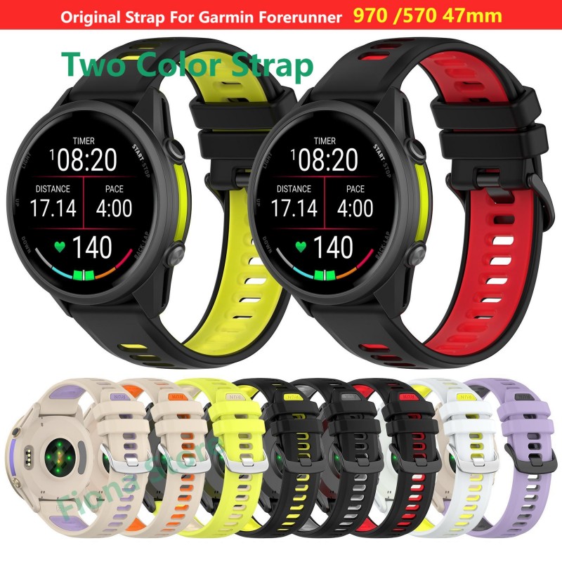 22mm Bicolor Strap For Garmin  - огляд і ціна Silicone Watch Band 22Mm